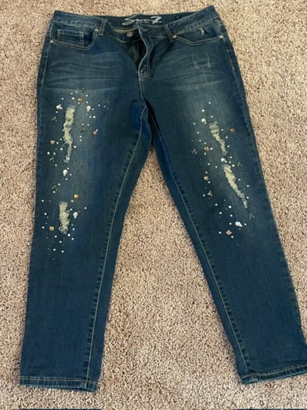 Women's Seven 7 Ripped Stones Jeans Size 16